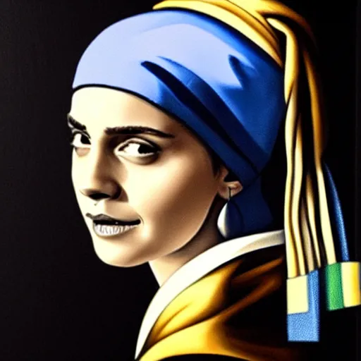 Prompt: painting of emma watson with the pearl earring