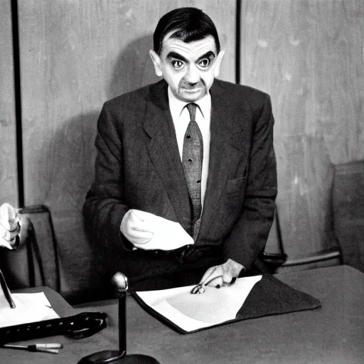 Image similar to mr bean on trial at the nuremberg trials