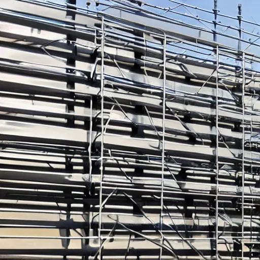 Prompt: massive ultra realistic structure built out of metal scaffolding,