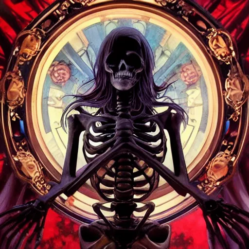 Prompt: skeleton with eyes, cinematic shot, 8 k, art by artgerm and greg rutkowski and alphonse mucha, movie screenshot - w 8 3 2