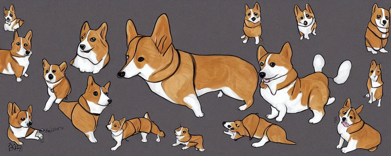 Image similar to huge mechanical corgis in the artstyle of bakaarts