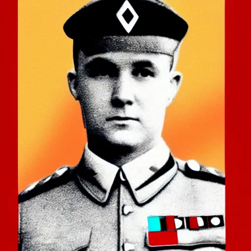 Prompt: Justin Truedau wearing a nazi uniform, colorized