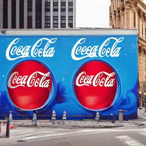 Image similar to blue coca cola ad in the city