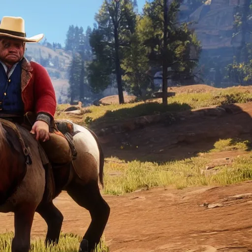 Image similar to An in-game screenshot of Danny Devito in Red Dead Redemption 2 (2018)