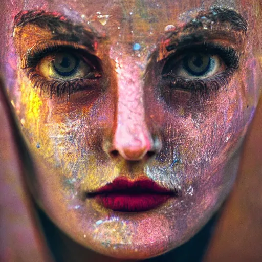 Image similar to evocation, visage, face, portrait, beauty, explorer, prism, patina, ambient, detailed, clear, deep color