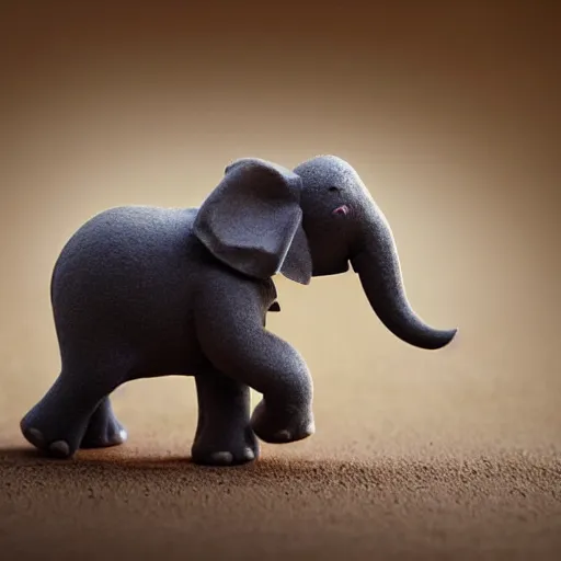 Image similar to elephant dancing with a mouse in claymation style tilt shift sharp focus dynamic lighting