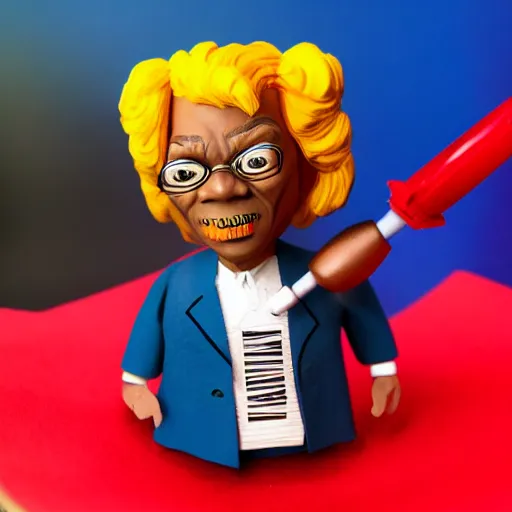 Image similar to maya angelou cosplay isaac newton, stop motion vinyl action figure, plastic, toy, butcher billy style