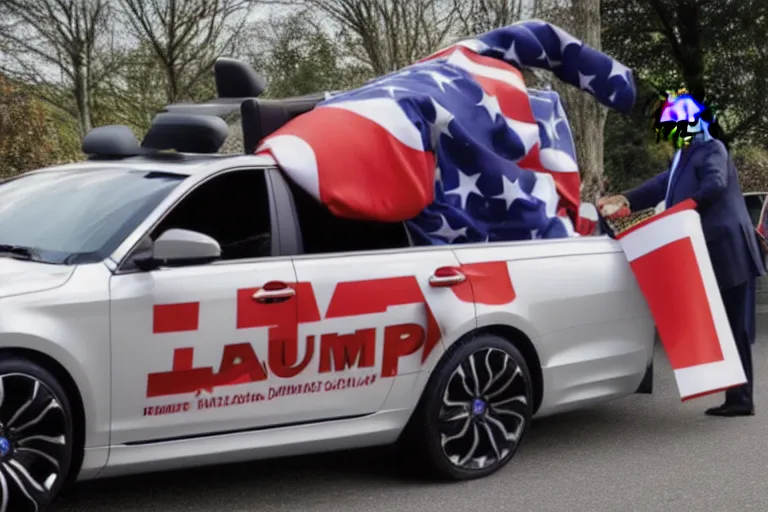 Image similar to trump-car-wrap-from-the-side