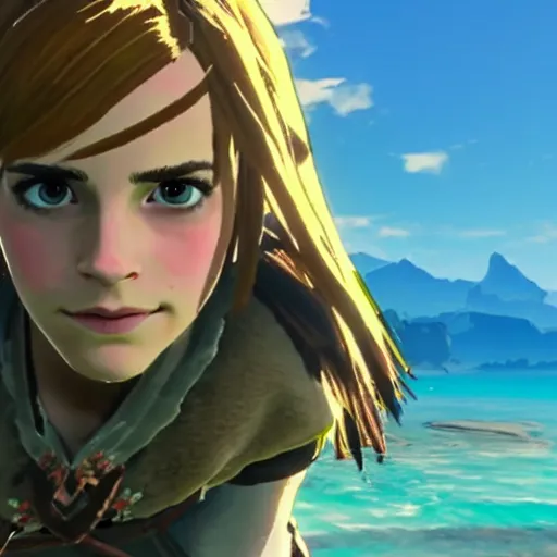 Image similar to emma watson screenshot from in Breath of the Wild