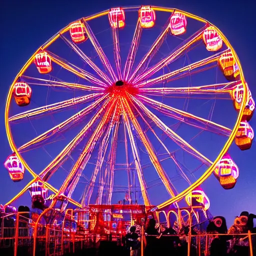 Prompt: ferris wheel made of flesh and bone