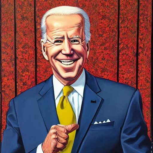 Prompt: Painting of Joe Biden by Kehinde Wiley