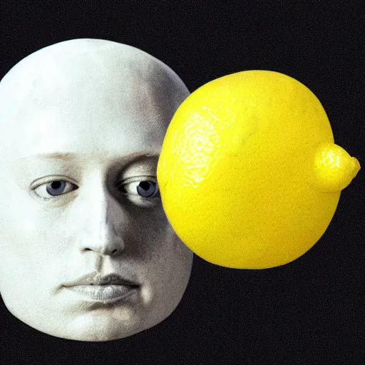 Image similar to a lemon in the shape of mark zuckerbergs head