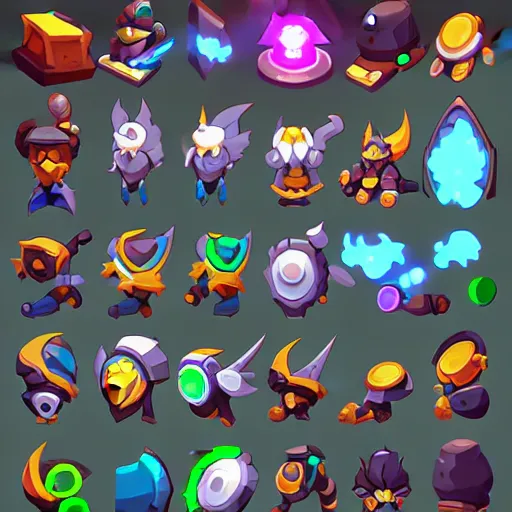 Prompt: spritesheet game asset vector art, smooth style beeple, by thomas kinkade hearstone league of legends dofus overwatch