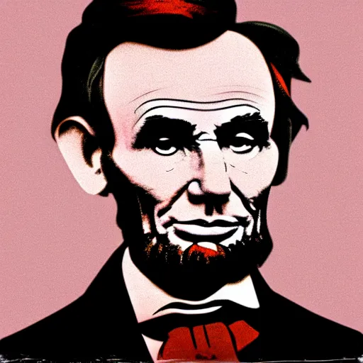 Prompt: Abraham Lincoln in the style of Andy Warhol