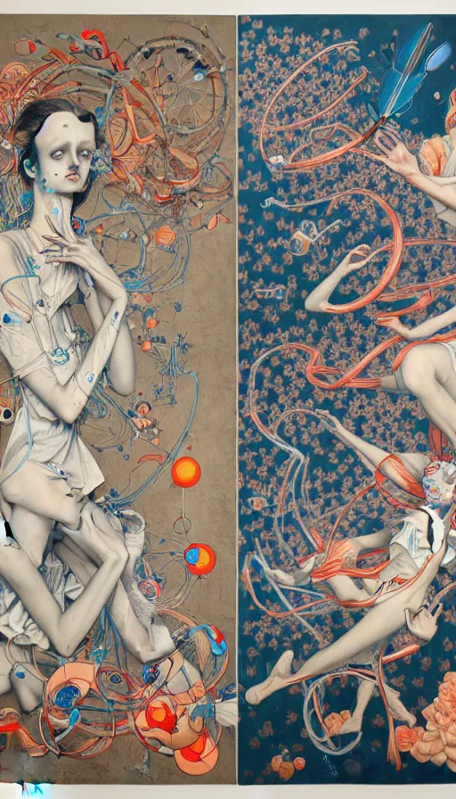 Image similar to the two complementary forces that make up all aspects and phenomena of life, by james jean,