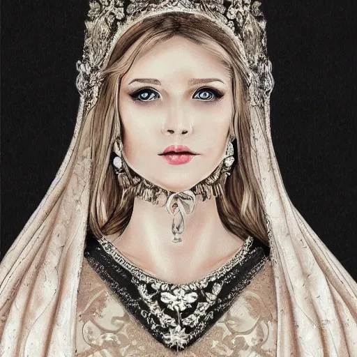 Image similar to traditional latvian princess, symmetric face, intricate details, trending on art station, high quality