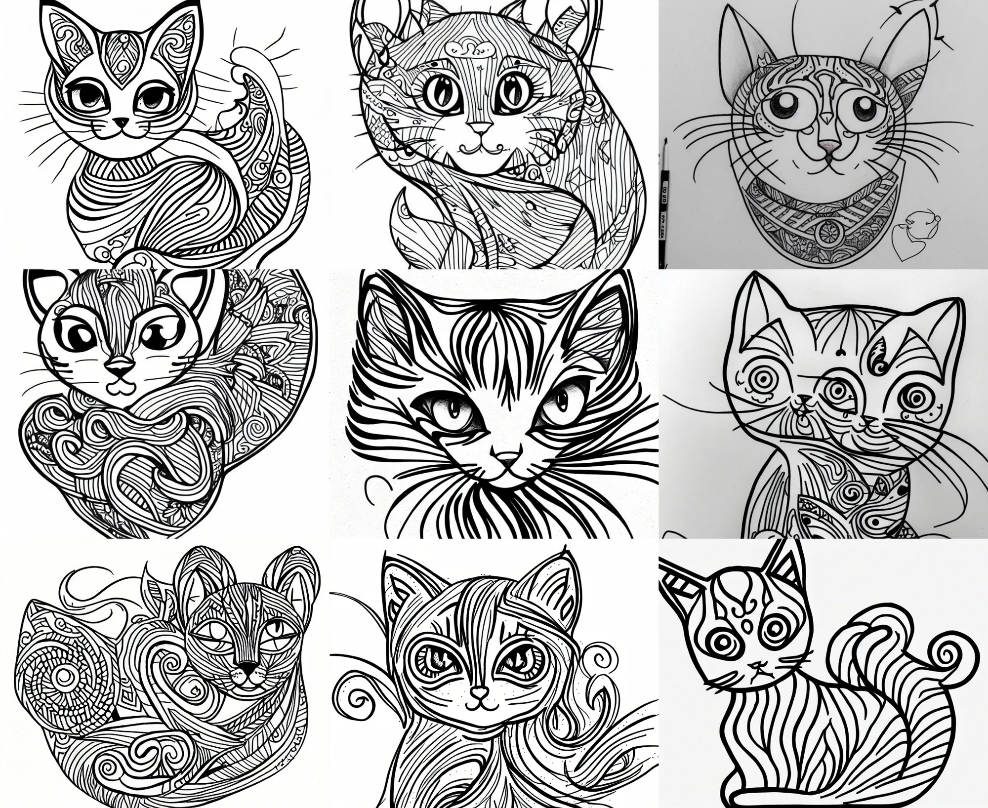 Image similar to Tattoo Design line sketch adorable lineart kitten, bolt lines very aesthetic