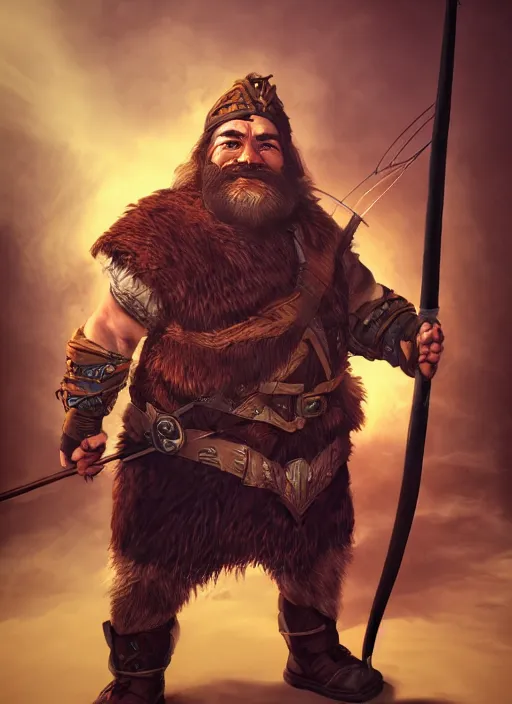 Image similar to A fantasy comic book style portrait painting of a dwarf archer, unreal 5, DAZ, hyperrealistic, octane render, RPG portrait, dynamic lighting