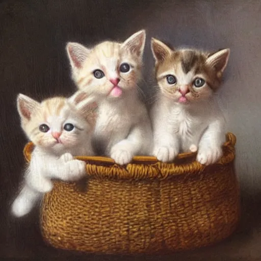 Prompt: basket of kittens bastien - lepage