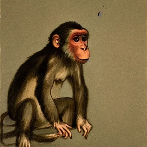 Prompt: monkey by francisco goya