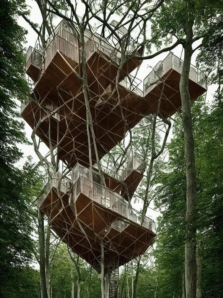 Image similar to stunning treehouse by gregory crewdson, victor enrich, mc escher thomas heatherwick dan hillier