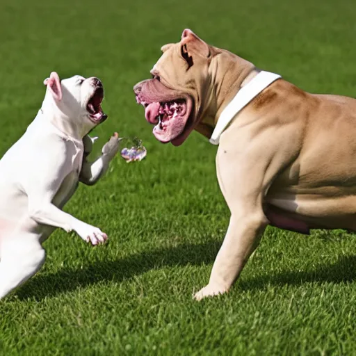 Prompt: pitbull viciously attacking ghost