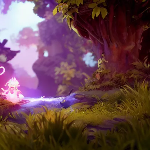 Prompt: 3 d ori and the will of the wisps game screenshot, vivid, unreal engine, 3 d rendered