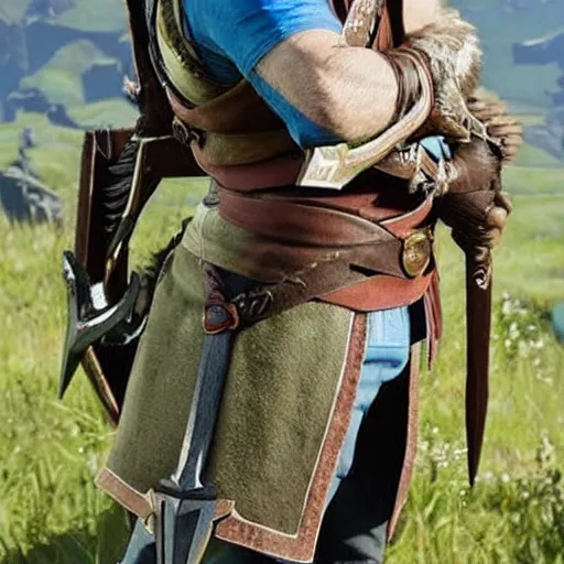 Prompt: Henry Cavill as Link in The Legend of Zelda Breath of the Wild