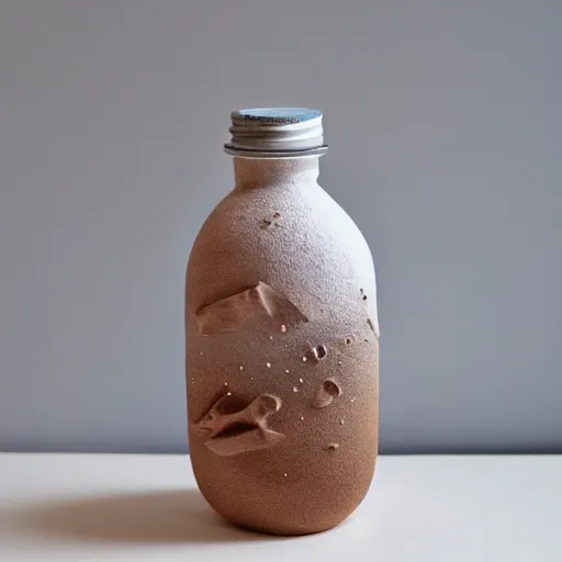 Prompt: Liminal space in outer space, sand art bottle