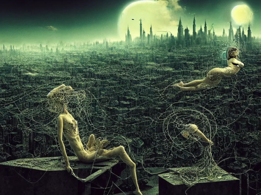 Image similar to highly detailed photo of living is the illusion of dying, trending on deviantart, neo surrealism, sharp focus, 4 k, a lot of little details, octane, masterpiece, art by max ernst