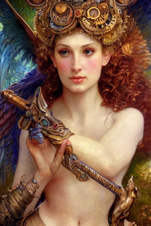 Image similar to Mystical Valkyrie, Portrait of a beautiful female Reptilian warrior, Regal, Realistic, Refined, Detailed Digital Art, Josephine wall, Oil Painting, William-Adolphe Bouguereau, Art Frahm, Esao Andrews, Steampunk, Walt Disney (1937), Highly Detailed, Cinematic Lighting, Unreal Engine, 8k, HD