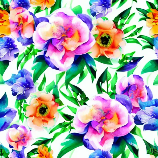 Prompt: exquisite fresh floral watercolor prints, 8 k, super detailed, modern, 8 k, symmetrical with beautiful and high resolution elements developed into seamless patterns