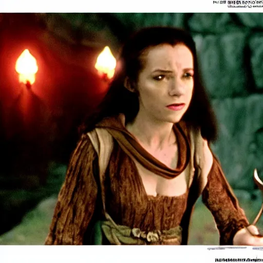 Image similar to female kobold jester, movie still lotr