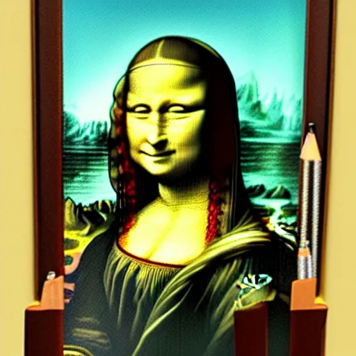 Image similar to children's drawing of Mona Lisa