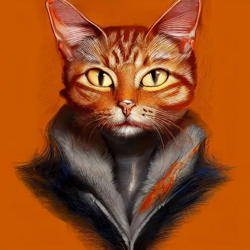 Image similar to portrait of orange marquise the cat, reneissance, antropomorphic, fantasy digital art, art station