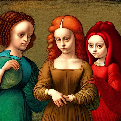Prompt: Leonardo da Vinci portrait of The Powerpuff Girls