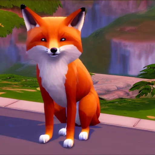 Image similar to anthropomorphic fox as a playable character in The Sims 4, in game screenshot