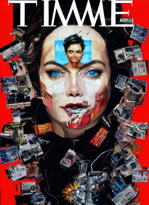 Prompt: TIME magazine cover, the coming AI singularity, by Sandra Chevrier, 4k