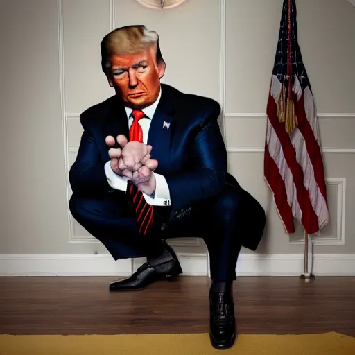 Prompt: hyper realistic photo of donald trump as a playboy model bending over, proportional body