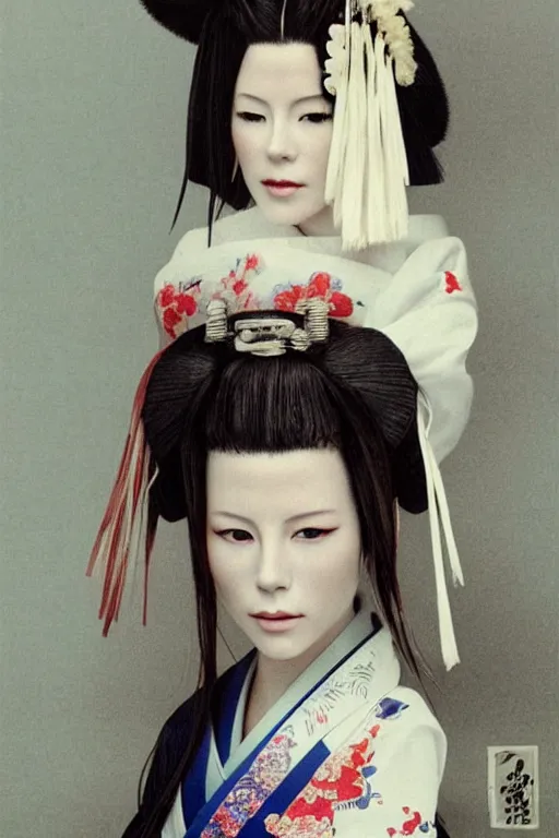 Image similar to Photo of Native Japan woman Kate Beckinsale, portrait, skilled geisha of the Japanese, realistic, detailed, Kate Beckinsale