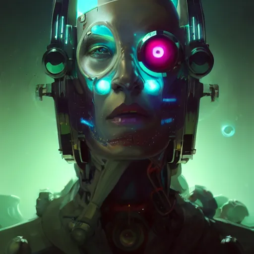 Prompt: a portrait of a cybernetic frankenstein, cyberpunk concept art by pete mohrbacher and wlop and artgerm and josan gonzales, digital art, highly detailed, intricate, sci-fi, sharp focus, Trending on Artstation HQ, deviantart, unreal engine 5, 4K UHD image