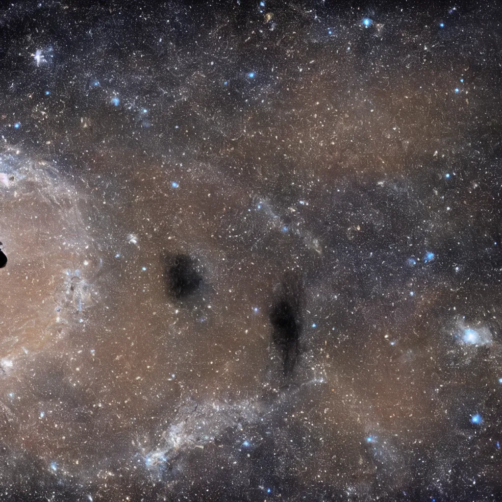 Prompt: a black gerbil eating the earth, starry background, space photography