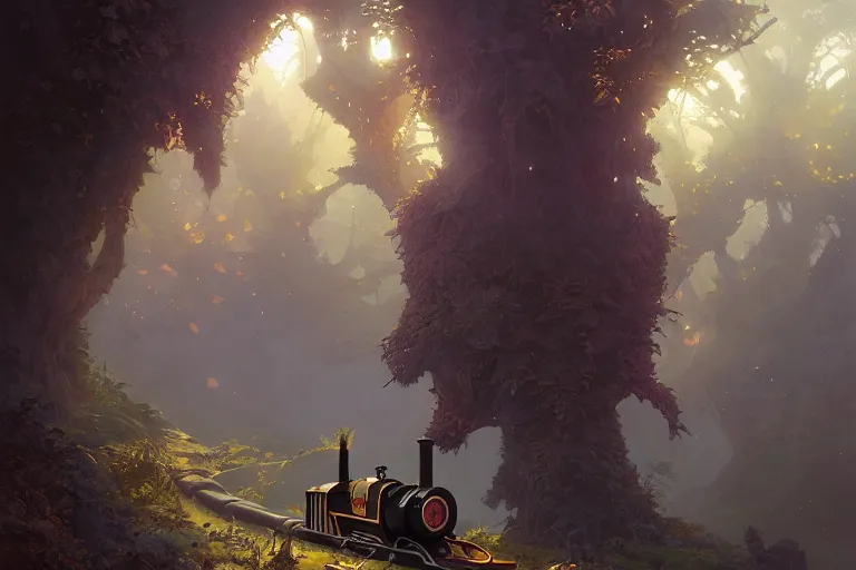 Prompt: thomas the tank engine stephen bliss, unreal engine, fantasy art by greg rutkowski, loish, rhads, ferdinand knab, makoto shinkai and lois van baarle, ilya kuvshinov, rossdraws, tom bagshaw, alphonse mucha, global illumination, radiant light, detailed and intricate environment