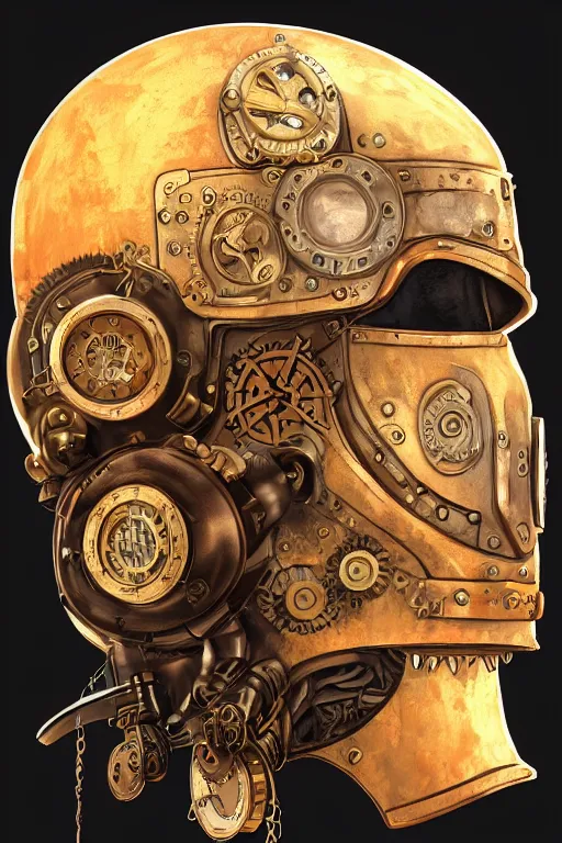 Image similar to steampunk helmet fantasy art mask robot ninja stylized digital illustration sharp focus, elegant intricate digital painting artstation concept art global illumination ray tracing advanced technology chaykin howard and campionpascale and cooke darwyn and davis jack