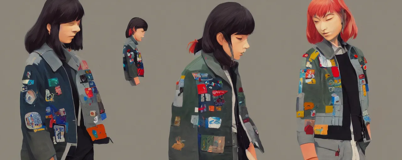 Image similar to gori fujita ilustration a game development studio, one cotton jacket and its copy made of patches painting by goro fujita, sharp focus, highly detailed, artstation