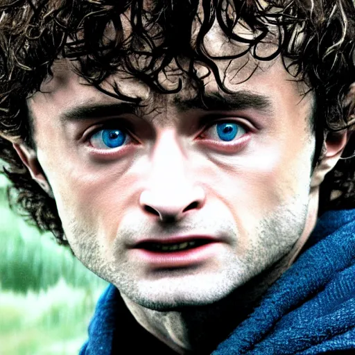 Image similar to Film still of Daniel Radcliffe as Frodo in Lord of the Rings: The Return of the King