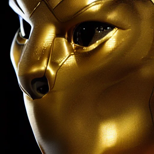 Prompt: a close up photo of a detailed golden statue of Black Panther, epic, 8K,
