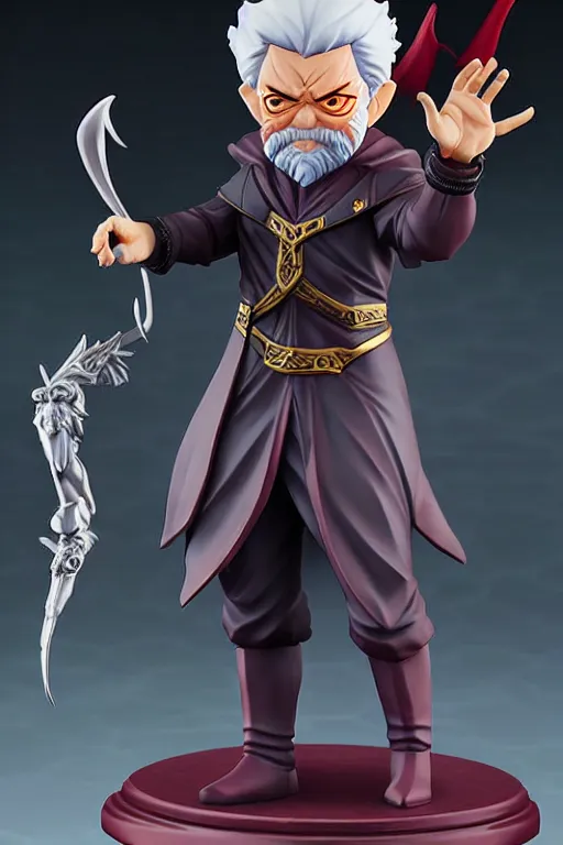 Prompt: still high quality figurine of president lula as a dungeons and dragons sorcerer, tsurime eyes, tareme eyes, personification, dynamic pose, detailed product photo, featured on amiami, tone mapped, beautiful composition, 8 5 mm, f. 1 4