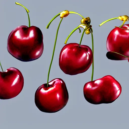 Prompt: artstation drawing render Few fresh cherries
