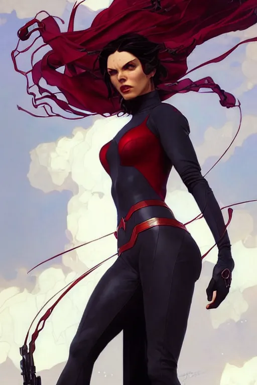 Prompt: gta scarlet witch as aeon flux profile picture by greg rutkowski, dynamic pose, intricate, futuristic, fantasy, elegant, by stanley artgerm lau, greg rutkowski, thomas kindkade, alphonse mucha, loish, norman rockwell, fantasy lut, asymmetric, long hair, retro computer graphics, video game, fluid lines,